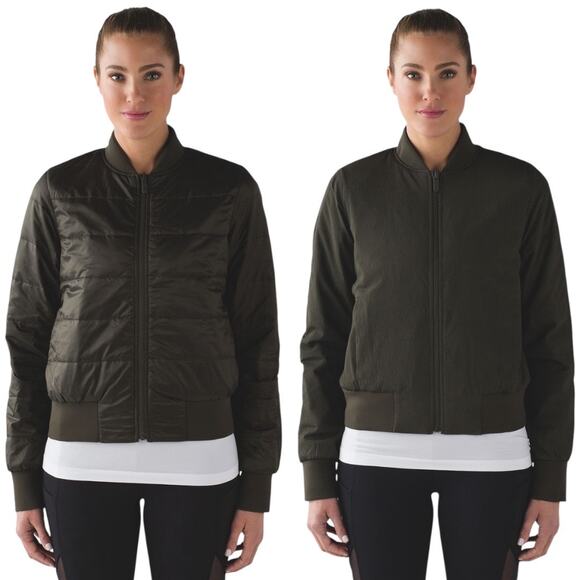 Lululemon Jacket Womens 8 Dark Olive Non-Stop Bomber Reversible - Picture 1 of 10